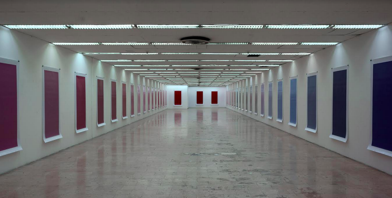 Ismar Čirkinagić, Ocean Europe, 2016, monochrome photographic works based on European flags, installation view