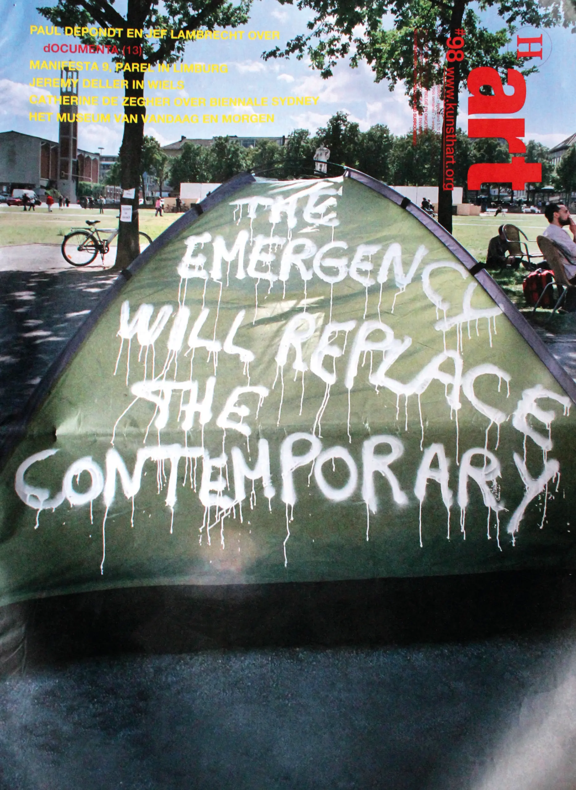 Thierry Geoffroy / COLONEL, tent artwork, front page H ART magazine, dOCUMENTA 13, Kassel, 2012