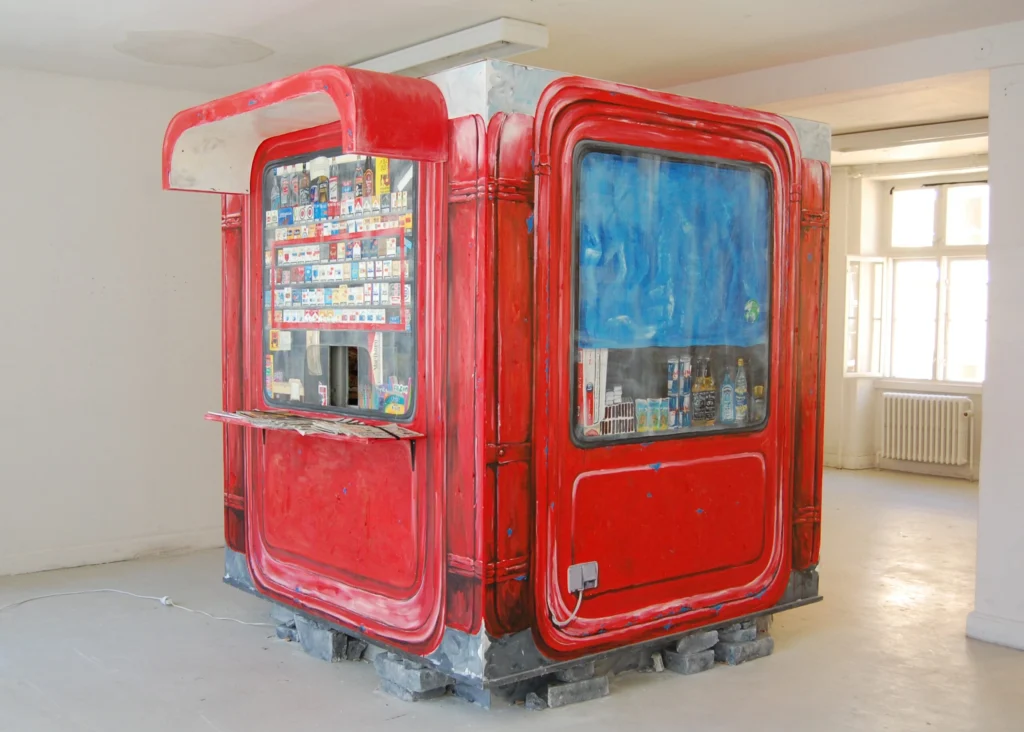 Ana Pavlović, Transition, 2010, mixed media installation 200x200x200 cm, wood, oil paint, collected objects, video and sound